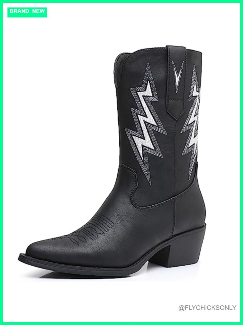 Globalwin? No: Women's Mid-Calf Western Cowboy Boots 2-Inch Low Heel Faux